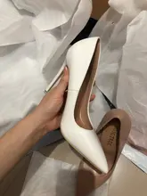 Zapatos de charol conciso para mujer, tacones de oficina puntiagudos, sexys, para fiesta, boda, poco profundos, Color Rojo