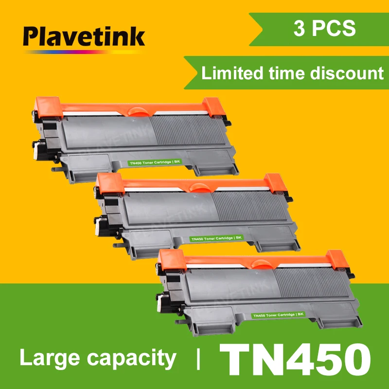 

Plavetink 3pcs TN-450 Black Toner Cartridge for Brother TN450 MFC-7360 MFC-7362 MFC-7460 MFC-7470 MFC-7860 DCP-7055 DCP-7060