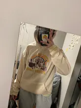 Apoya a tu Local de la calle estampado de gatos mujeres Sudadera con capucha de dibujos animados cuello redondo ropa suelta sudadera de la calle Sudadera con capucha de Hip Hop para mujer