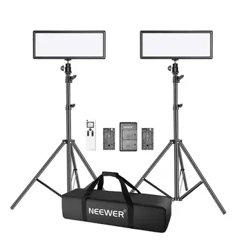 

Neewer LED Video Light,Dimmable Bi-Color Panel Light + Light Stand/Battery/Bag,Video Lighting Kit for YouTube Studio Photography