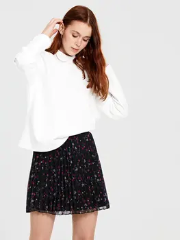 

Flower Print Chiffon Pleated Circular Skirt