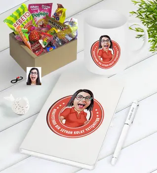 

Personalized Women 'S Easy Grow Caricature Of Nostalgic Lezzetler Notebook Pen Mug Seti-3