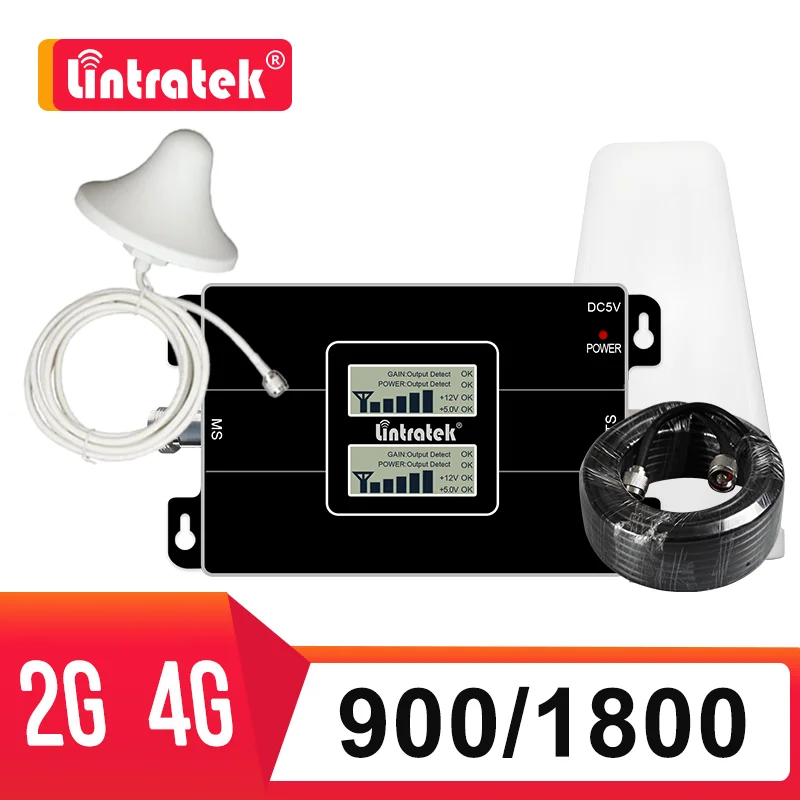 Lintratek GSM 900 1800 dcs 2G 4G двухдиапазонный усилитель сигнала повторитель МГц DCS данных