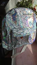 Yogodlns-mochila holográfica geométrica para hombre y mujer, morral de viaje de PVC, bandolera Laser, escolar, informal