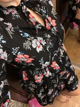 Floral-Dress Loose Full-Sleeve Fashion Women Casual Autumn Winter High-Waist