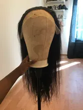 Peluca de malla con división media de 30 pulgadas, cabello humano liso brasileño Remy, prearrancado con pelo de bebé, parte T, 13x1