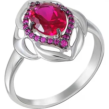 

Sokolov ring with cubic zirconia and corundum in silver