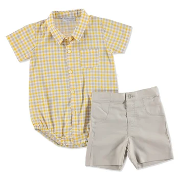 

ebebek For My Baby Summer Boy Class Poplin Shirt Bodysuit Short 2 pcs Set