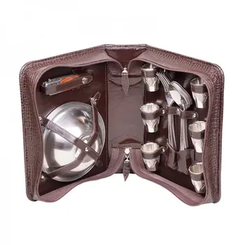 

Travel Set in a bag of genuine leather "Sayany" (6 persons)