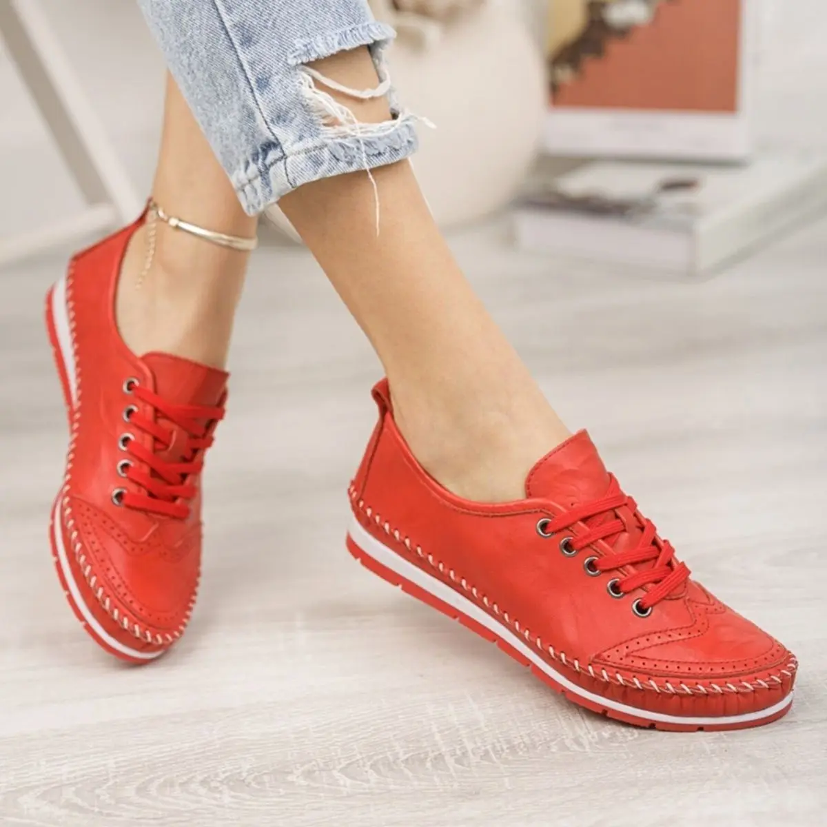 Multicolored Flat Shoes Genuine Leather 2022 Summer Fashion Light Comfortable Sweatproof Stylish Soft Thermo Sole
