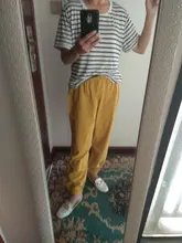 Pantalones bombachos de lino y algodón para mujer, hasta el tobillo Capris largos, con cintura elástica, para primavera y verano, 2021