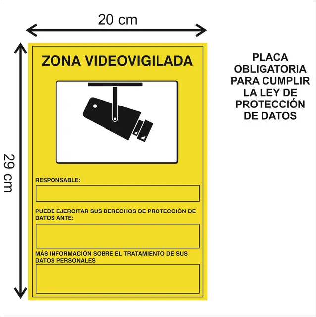 Cartel castellano pvc de zona videovigilada homologado