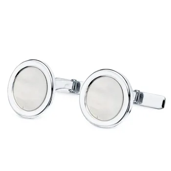 

Cufflinks 18k white gold round 15mm. Mother-of-pearl man