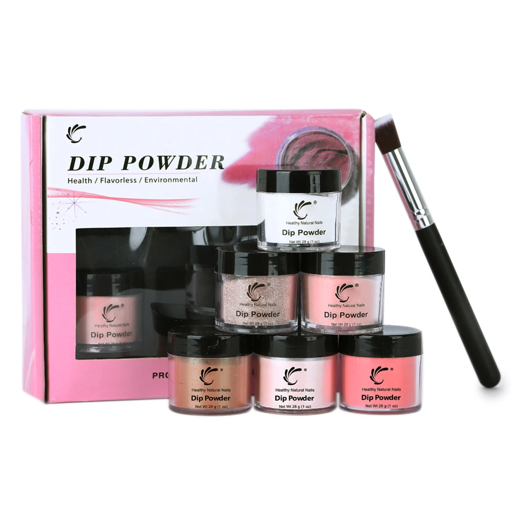 ТП 7 шт./кор. 6 банку 28 г поднос для ногтей порошок+ набор кистей без лампы для лечения 1oz акриловый Системы порошок погружения салона Набор гель-лаков
