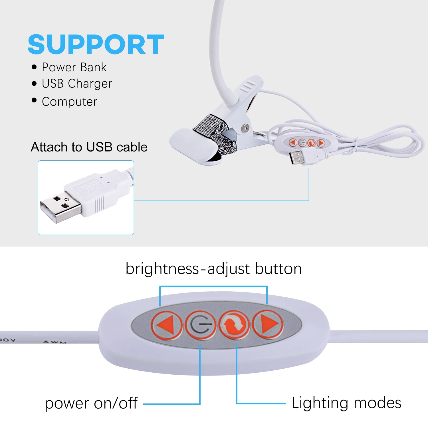 KEXIN гибкий светодиодный настольный светильник с usb зажимом 3 режима чтения
