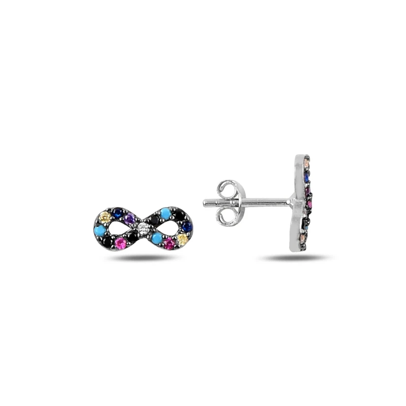 

Silver 925 Sterling Mixed Color Zircon Cubic Zirconia Infinity Earrings