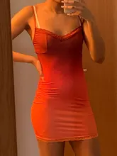 Macheda, naranja Sexy para Bodycon vestido de moda de las mujeres sin mangas de cuello en V de encaje ropa de dama Casual Slim Mini vestidos última novedad