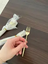 6 unids/set oro tenedor pastel de té tenedor para bocadillos vajilla cubiertos de acero inoxidable espejo de mesa postre de la fruta tenedor juego de platería