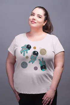 

Angemiel Wear PCs set Astronotçuklar White Women Cotton Large Size T-Shirt