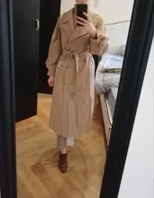 BGTEEVER-gabardina larga de Invierno para mujer, gabardina con cuello vuelto, elegante con doble botonadura y fajas, cortavientos femenino de gran tamaño, 2020
