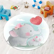 Else серый Слоны красный любовь шары 3d узор принт противоскользящие сзади круглые ковры области ковры для детей Детская комната