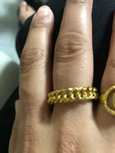 Anillo de cadena gruesa de 6mm de grosor para mujer y niña, sortija con eslabones cubanos rellenos de oro de acero inoxidable, anillo elegante