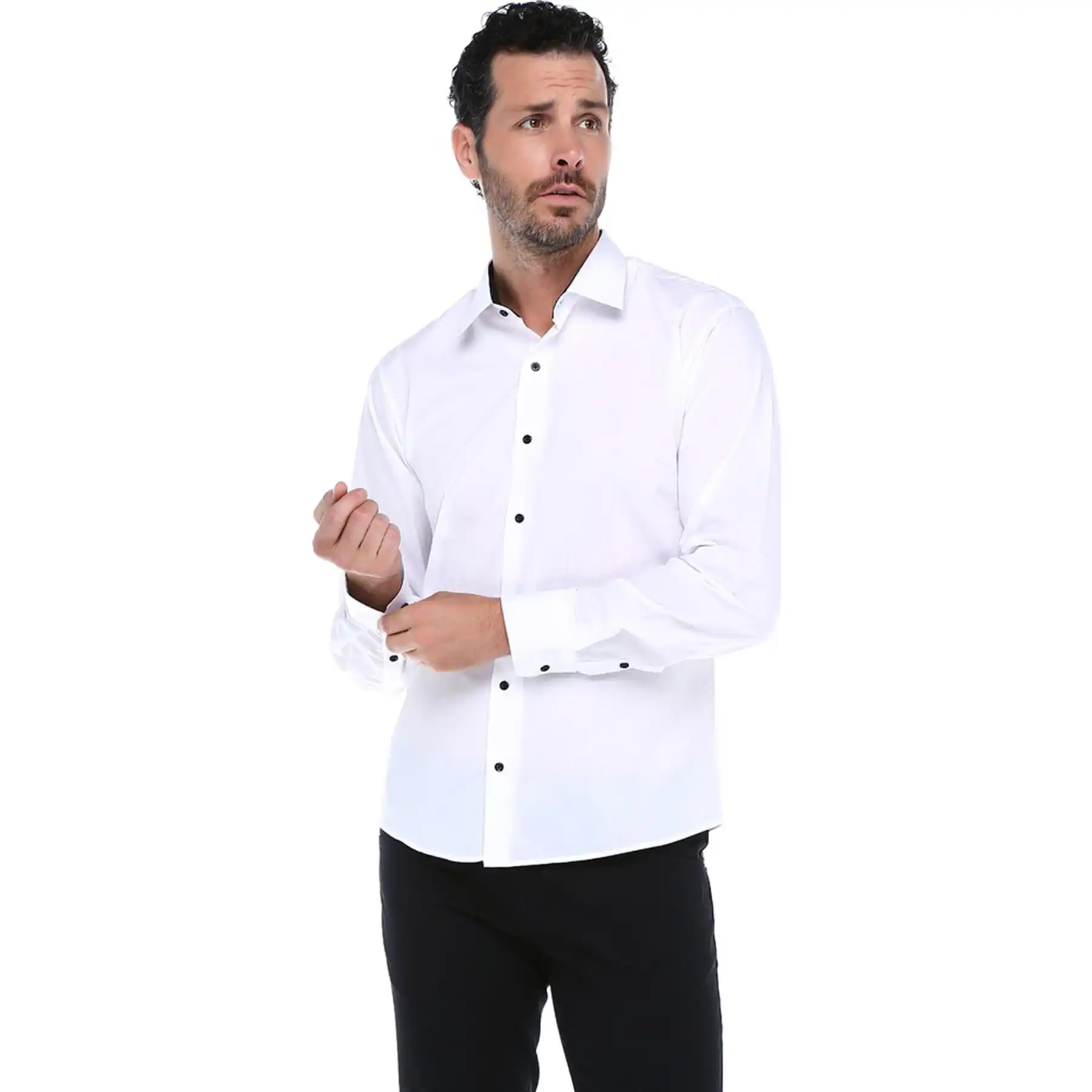white fitted mens shirt