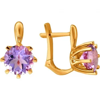 

Esthete earrings with 2 Amethyst Red Gold
