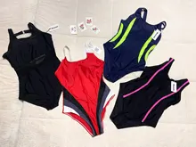 Competition Swimwear Bathing-Suits Patchwork Riseado Racerback Sports Women 