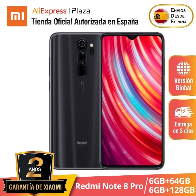 Xiaomi Redmi Note 8 Pro (64GB /128GB ROM con 6GB RAM Cámara de 64MP Android Nuevo Móvil) [Teléfono Móvil Versión Global para Esp Xiaomi Redmi Note 8 Pro (64GB /128GB ROM con 6GB RAM Cámara de 64MP Android Nuevo Móvil) [Teléfono Móvil Versión Global para Esp