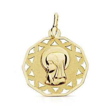 

Medal 9k gold Virgin Girl openwork 18mm. Edge center smooth