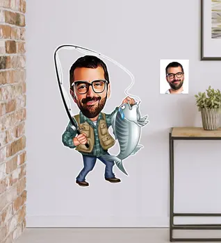 

Personalized Mr Fishing Caricature Of Wall Sticker (50x70cm)