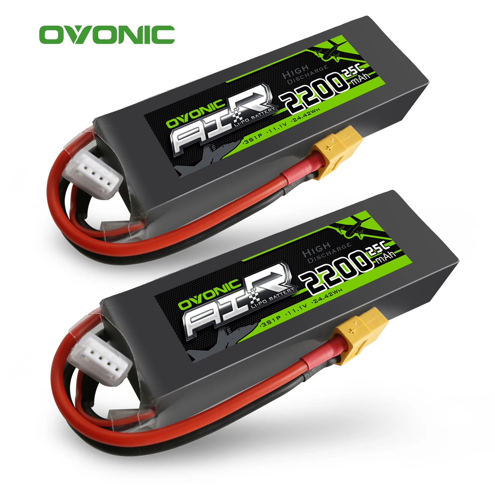 

OVONIC LiPo Battery RC 2200mAh 3S 11.1V 25C Max 50C Battery Pack with XT60 Plug for Phantom FC40 Spare Walkera E22 RC Boat Car