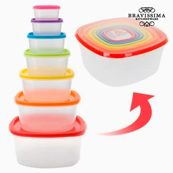 

Food Storage Containers with Coloured Lids (7 pieces)