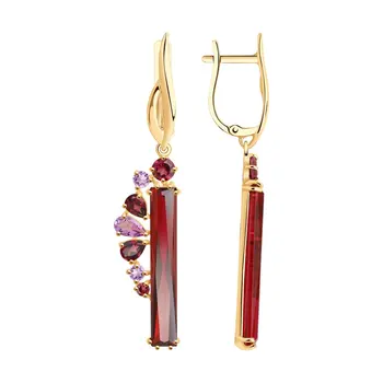 

Sokolov drop earrings with stones in gold with a mix of stones, fashion jewelry, 585, women's male, long earrings