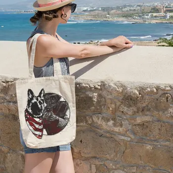 

Angemiel Bag American Dog Shopping Beach Tote Bag