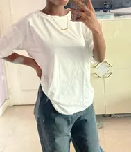 Oversize Tee Shirt Hipster Long-Tops Basic Harajuku Summer Korean Solid-Color Casual