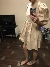 Mini Dress Lantern Short-Sleeve OOTN A-Line Pink Elegant Green Cotton Casual Women Ladies