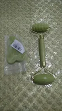 Gua Sha-masajeador de piedra Jade para cara, rodillo de Jade verde para estiramiento Facial, antiarrugas, 2/1 Uds.