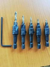 Drill-Bit-Set Countersink-Drill Pilot-Holes Woodworking A-Wrench Screw-Sizes with 5pcs