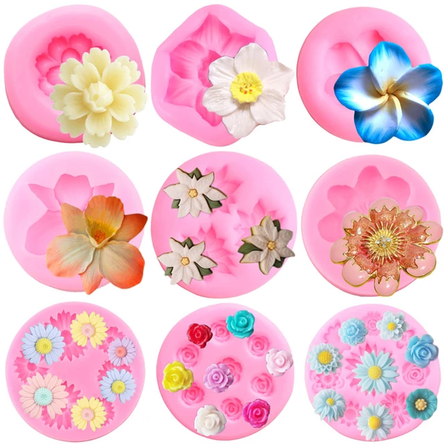 6 Pack Fondant Molds, Mini Flower Mold Butterfly Molds Leaf Mold, Rose Clay  Molds Pink Polymer Clay Molds, Non-stick Silicone Molds For Cake Decoratin