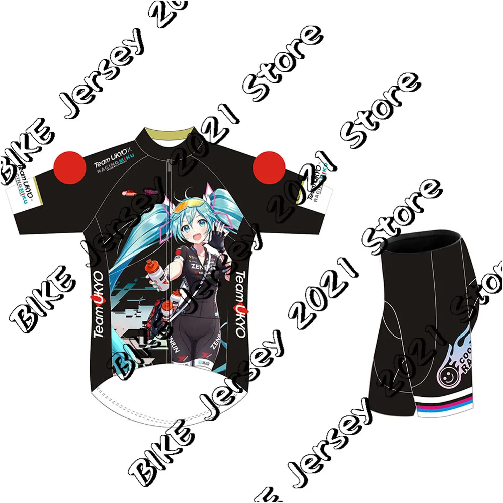 Racing Miku Cycling Jersey MTB Black Racing Bike Clothing Japan Bicycle Clothes Bib Gel Set Men's Short Maillot Culotte