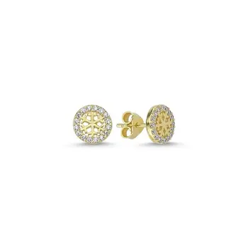 

Angemiel 925 Silver Zircon Cubic Zirconia Snowflake Earrings-Gold Plated