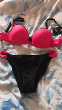 ESSV-bañador rojo de realce, conjunto de bikini de talla grande para mujer, traje de baño sexy acolchado con correa ajustable, bikinis bordeados, ropa de baño de verano