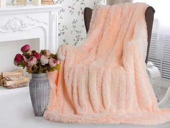 

Soft faux fur plaid bedspread 100% bamboo fiber