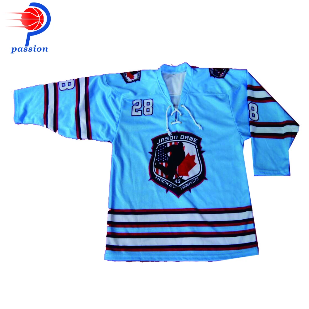完全に染料を昇華ベビーブルーアイスホッケークラブのユニフォームのシャツビッグフロントロゴ Ice Hockey Shirts Hockey Shirtshirt Hockey Aliexpress