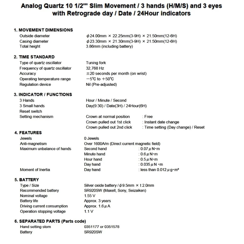 come4buy.com Watch Movement ESPON VX3SE movement