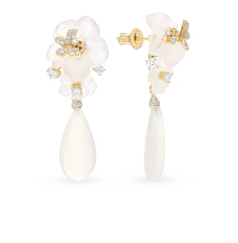 

Silver earrings with quartz, cubic zirconia and agate sunlight sample 925