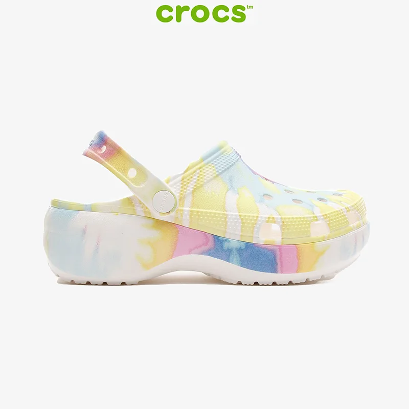 Crocs-Zapatillas Blancas Clásicas Para Mujer, Zapatos Originales Con Plataforma Tie-Dye 207151 – 94S