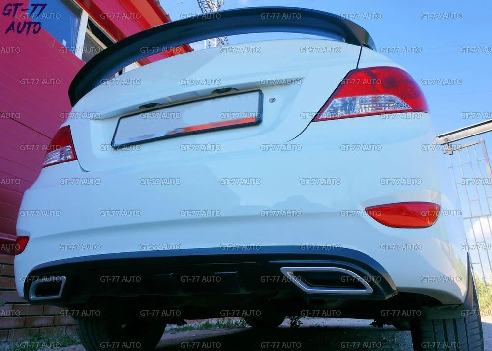 Декоративная накладка заднего бампера для Hyundai Solaris 2011-2013 защитный литой внешний материал ABSplastic styling